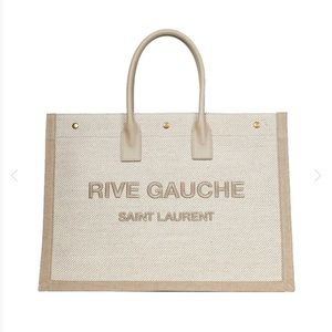 SAINT LAURENT
Rive Gauche Tote Bag in Linen and Leather